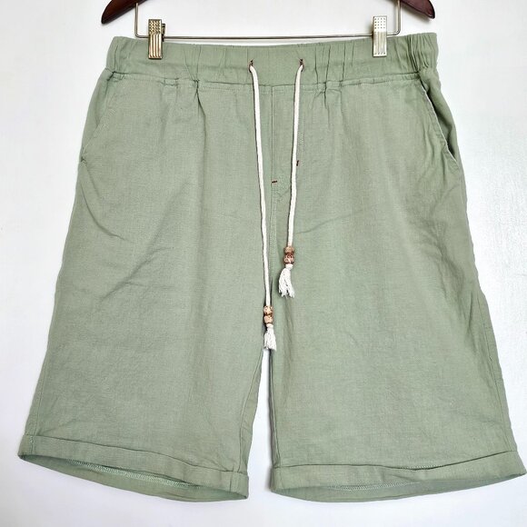 Amazon Essentials Cotton & Linen Blend Lighweight Drawstring Lounge 9” Shorts L - Picture 1 of 6